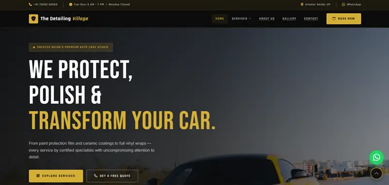 The Detailing Village custom website design and SEO project